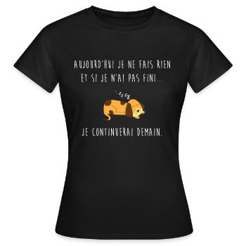 je ne fait rien je me repose procrastination - T-shirt Femme - noir - Devant - AI Model Female 172 dark (172cm)