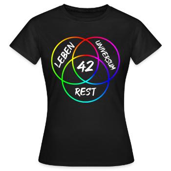 Antwort 42 - Frauen T-Shirt - Schwarz - Vorne - AI Model Female 172 dark (172cm)