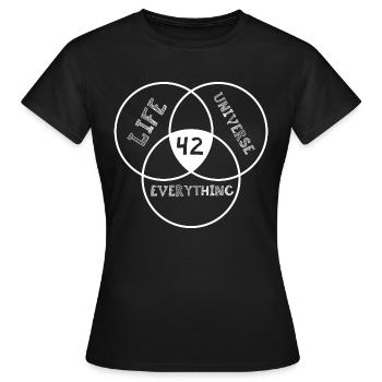 Antwort 42 - Frauen T-Shirt - Schwarz - Vorne - AI Model Female 172 dark (172cm)