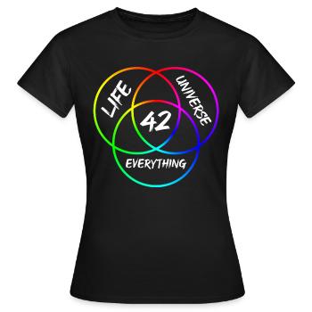 Antwort 42 - Frauen T-Shirt - Schwarz - Vorne - AI Model Female 172 dark (172cm)