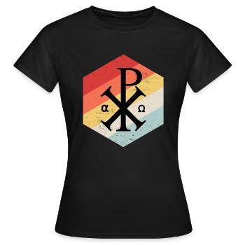 Jésus Chi Rho Le monogramme du Christ - T-shirt Femme - noir - Devant - AI Model Female 172 dark (172cm)