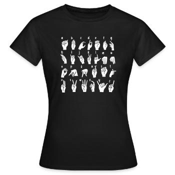 Langue des signes ASL Langue des signes sourde - T-shirt Femme - noir - Devant - AI Model Female 172 dark (172cm)