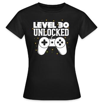 Level 30 - Women's T-Shirt - black - Front - AI Model Female 172 dark (172cm)
