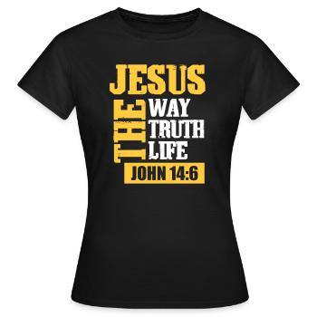 Jésus - T-shirt Femme - noir - Devant - AI Model Female 172 dark (172cm)