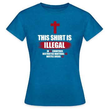 Christian - T-shirt Femme - bleu saphir antique chiné - Devant - AI Model Female 172 dark (172cm)
