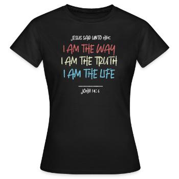 Jésus - T-shirt Femme - noir - Devant - AI Model Female 172 dark (172cm)