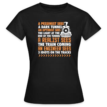 Modelleisenbahn - Frauen T-Shirt - Schwarz - Vorne - AI Model Female 172 dark (172cm)
