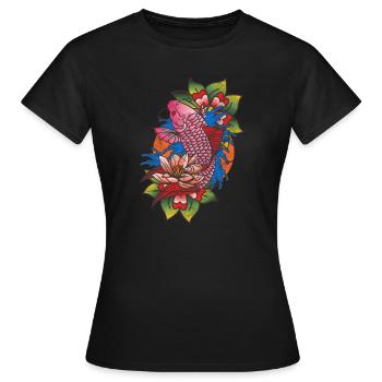 Tattoo tattooed tattoos tattoo koi gift - Women's T-Shirt - black - Front - AI Model Female 172 dark (172cm)