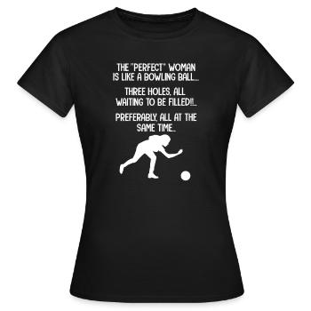 Bowling Bowling Bowling Strike Skittles Cadeau - T-shirt Femme - noir - Devant - AI Model Female 172 dark (172cm)