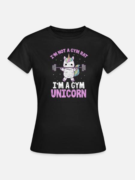 Gym Einhorn Fitness Workout Training Geschenk - Frauen T-Shirt - Schwarz