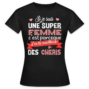 Femme chéri. Cadeau saint-valentin. Copine copain - T-shirt Femme - noir - Devant - AI Model Female 172 dark (172cm)