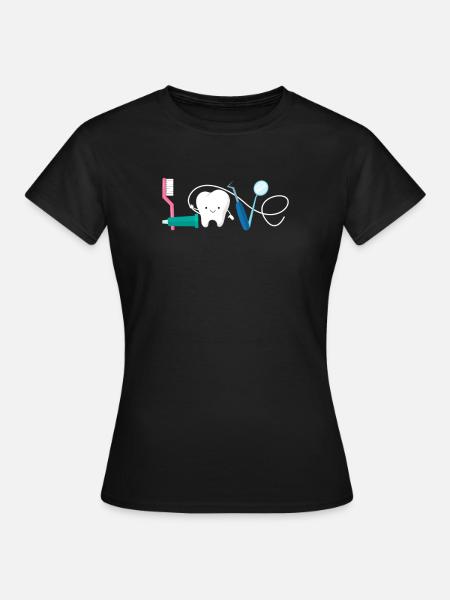 Zahnarzt Zahn Zahnärztin Dentist Zähne Geschenk - Frauen T-Shirt - Schwarz