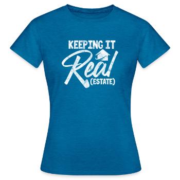 Agent immobilier - T-shirt Femme - bleu saphir antique chiné - Devant - AI Model Female 172 dark (172cm)