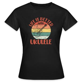 Ukulélé - T-shirt Femme - noir - Devant - AI Model Female 172 dark (172cm)