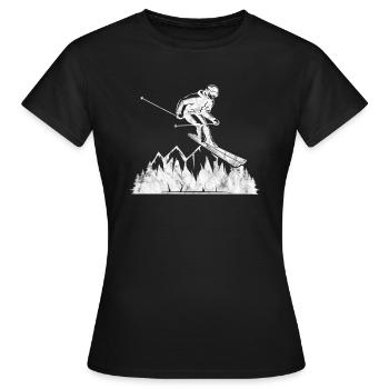 Ski Ski Neige Hiver Vacances au ski Cadeau - T-shirt Femme - noir - Devant - AI Model Female 172 dark (172cm)
