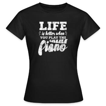 Pianiste - T-shirt Femme - noir - Devant - AI Model Female 172 dark (172cm)