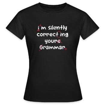 Professeur de grammaire - T-shirt Femme - noir - Devant - AI Model Female 172 dark (172cm)