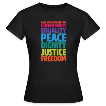 Droits de l’homme - T-shirt Femme - noir - Devant - AI Model Female 172 dark (172cm)