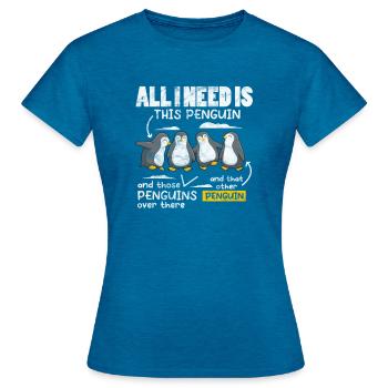 Penguin - Women's T-Shirt - antique blue sapphire heather - Front - AI Model Female 172 dark (172cm)