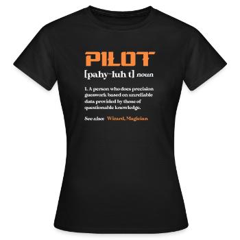 Pilot Flugzeug Fliegen Flieger Geschenk - Frauen T-Shirt - Schwarz - Vorne - AI Model Female 172 dark (172cm)