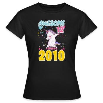 12. Geburtstag Einhorn - Frauen T-Shirt - Schwarz - Vorne - AI Model Female 172 dark (172cm)