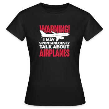 Pilot Flugzeug Fliegen Flieger Geschenk - Frauen T-Shirt - Schwarz - Vorne - AI Model Female 172 dark (172cm)