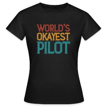 Pilot Flugzeug Fliegen Flieger Geschenk - Frauen T-Shirt - Schwarz - Vorne - AI Model Female 172 dark (172cm)