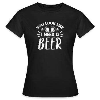 Bière - T-shirt Femme - noir - Devant - AI Model Female 172 dark (172cm)