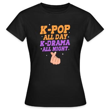 K-Pop - Frauen T-Shirt - Schwarz - Vorne - AI Model Female 172 dark (172cm)
