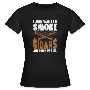 Zigarre - Frauen T-Shirt - Schwarz - Vorne - AI Model Female 172 dark (172cm)
