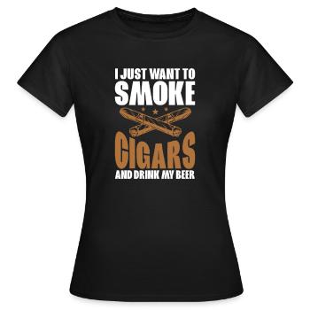 Zigarre Rauchen Raucher Tabak Zigarren Geschenk - Frauen T-Shirt - Schwarz - Vorne - AI Model Female 172 dark (172cm)