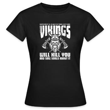 Viking Viking Vikings Odin Walhalla Cadeau - T-shirt Femme - noir - Devant - AI Model Female 172 dark (172cm)
