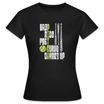 Softball - Frauen T-Shirt - Schwarz - Vorne - AI Model Female 172 dark (172cm)