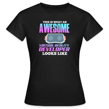 VR Virtual Reality - Frauen T-Shirt - Schwarz - Vorne - AI Model Female 172 dark (172cm)