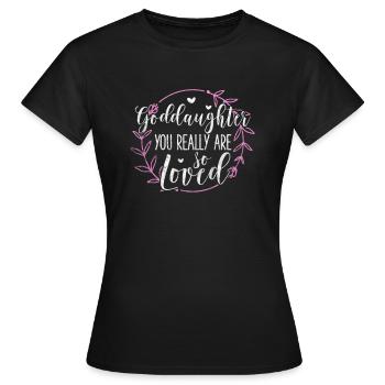 Marraine Tante Marraine Baptême Nièce Neveu Cadeau - T-shirt Femme - noir - Devant - AI Model Female 172 dark (172cm)