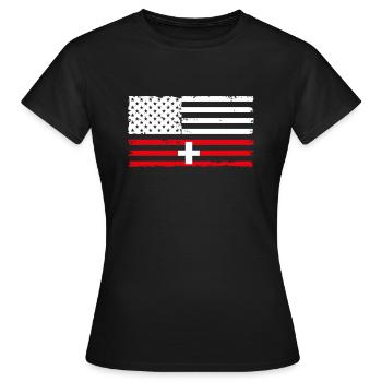 Suisse Amérique - T-shirt Femme - noir - Devant - AI Model Female 172 dark (172cm)