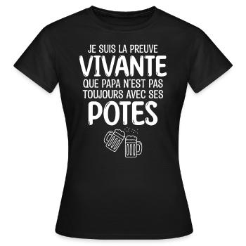 Bière | papa aime la bière cadeau pour papa - T-shirt Femme - noir - Devant - AI Model Female 172 dark (172cm)