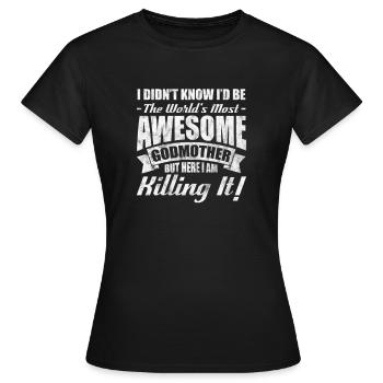 Marraine Tante Marraine Baptême Nièce Neveu Cadeau - T-shirt Femme - noir - Devant - AI Model Female 172 dark (172cm)