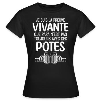 Bière | papa aime la bière - T-shirt Femme - noir - Devant - AI Model Female 172 dark (172cm)