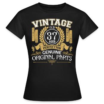 Vintage 37 ans - cadeau d’anniversaire 37 ans - T-shirt Femme - noir - Devant - AI Model Female 172 dark (172cm)
