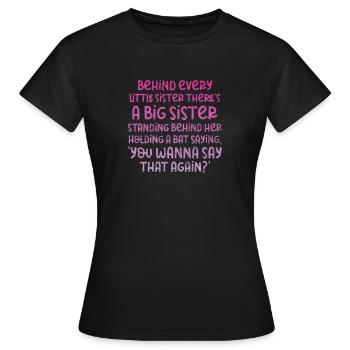 Grande sœur Frère frères et sœurs Cadeau - T-shirt Femme - noir - Devant - AI Model Female 172 dark (172cm)