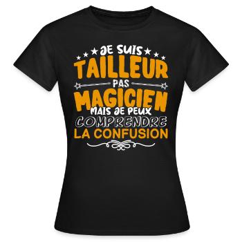 Tailleur | Tailleur pas Magicien | Meilleur Taille - T-shirt Femme - noir - Devant - AI Model Female 172 dark (172cm)