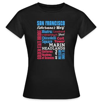 San Francisco - T-shirt Femme - noir - Devant - AI Model Female 172 dark (172cm)