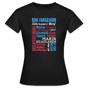 Cadeau du Golden Gate de San Francisco en Californie - T-shirt Femme - noir - Devant - AI Model Female 172 dark (172cm)
