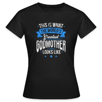 Marraine Tante Marraine Baptême Nièce Neveu Cadeau - T-shirt Femme - noir - Devant - AI Model Female 172 dark (172cm)