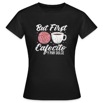 Coudre du café - T-shirt Femme - noir - Devant - AI Model Female 172 dark (172cm)