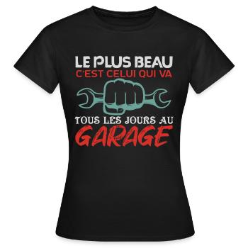 Mécanicien | lAutomobile Cadeau Auto Garage - T-shirt Femme - noir - Devant - AI Model Female 172 dark (172cm)