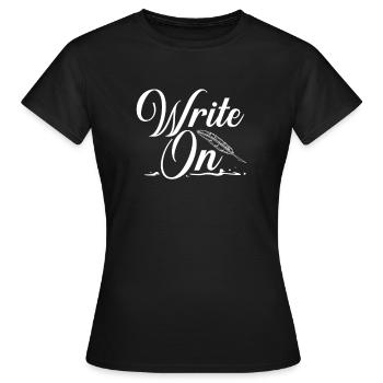 author - Women's T-Shirt - black - Front - AI Model Female 172 dark (172cm)