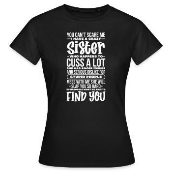 Sister - Women's T-Shirt - black - Front - AI Model Female 172 dark (172cm)