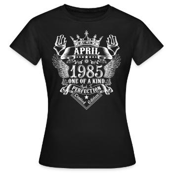 Avril 1985 anniversaire Avril 1985 Avril - T-shirt Femme - noir - Devant - AI Model Female 172 dark (172cm)